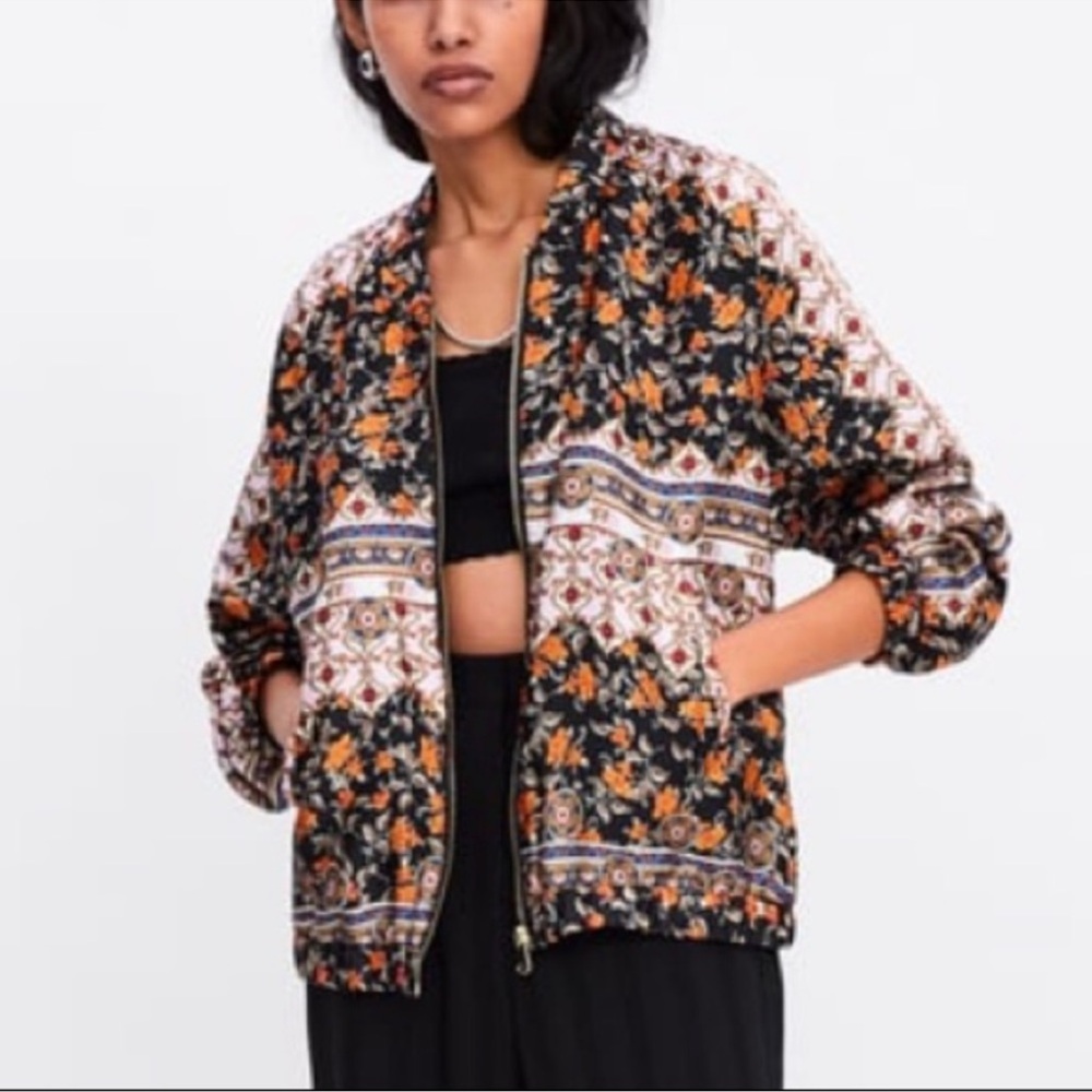 Zara Floral Bomber Jacket